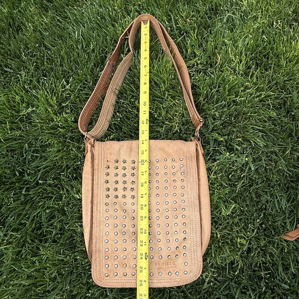 Bed Stu Cobbler Series Genuine Leather Bag with Brass Studded American Flag - Picture 11 of 13